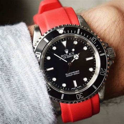 rolex submariner rubber strap red|everest curved end rubber strap.